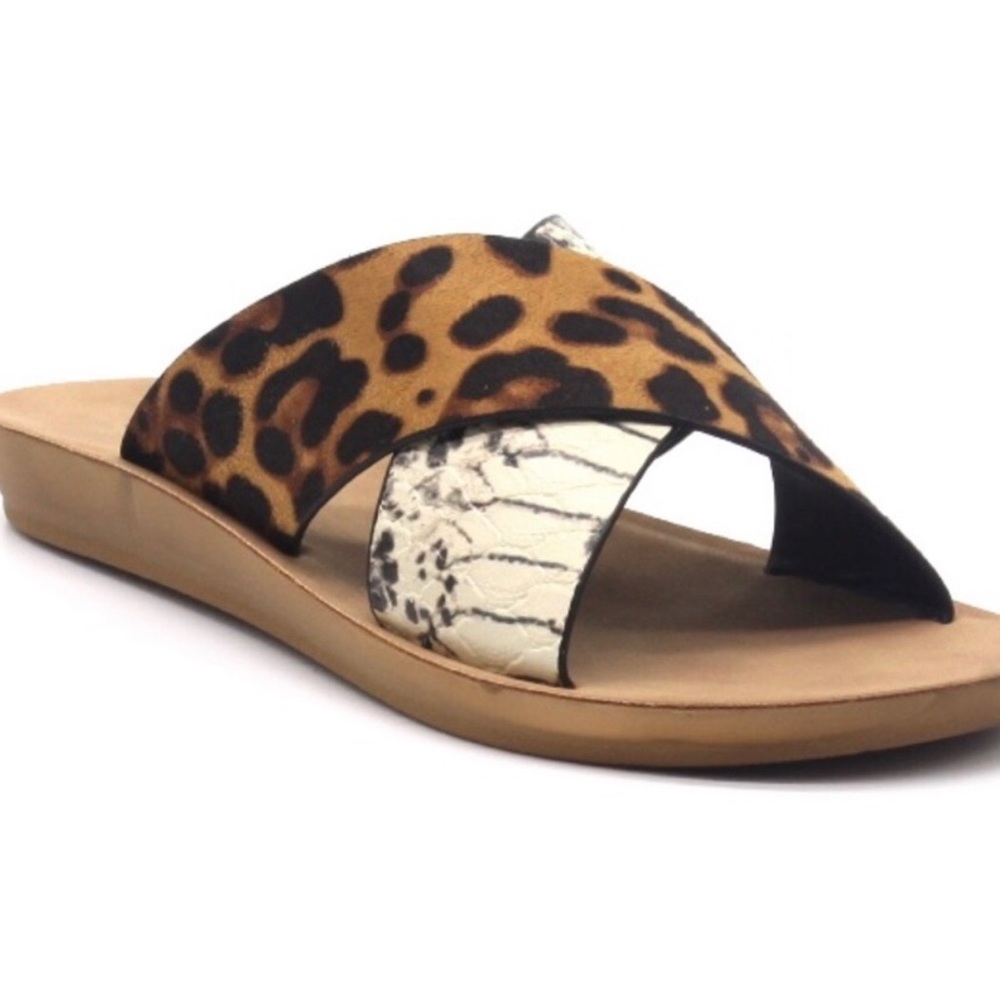 Leopard and snake print slides